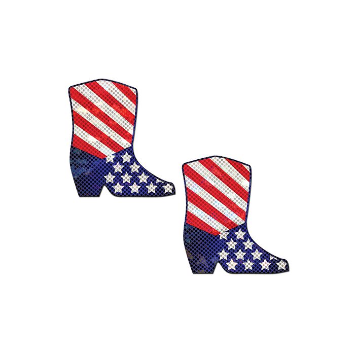 Patriotic Cowboy Boots Pasties red white and blue spartkling 