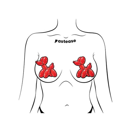 outline of torso wearing red balloon poodle nipple pasties