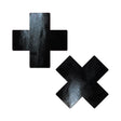 Black Pleather Cross Pasties 
