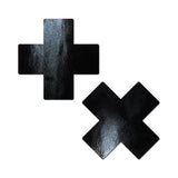 Black Pleather Cross Pasties 
