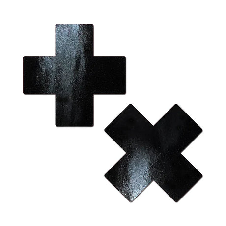 Black Pleather Cross Pasties 