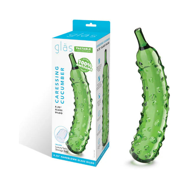 Caressing Cucumber 8.25 in Glass Dildo