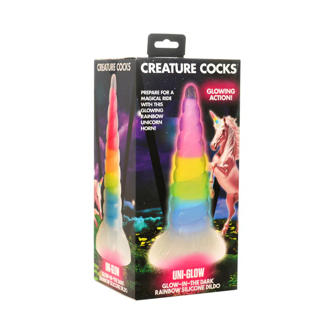 Uni-Glow Rainbow Glow In The Dark 7.9 Inch Dildo