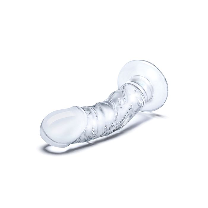 Curved Realistic Glass Dildo with Veins 7 inch