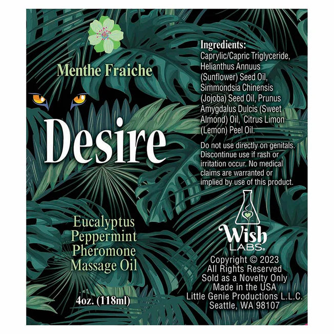 Desire Pheromone Massage Oil Peppermint 4oz