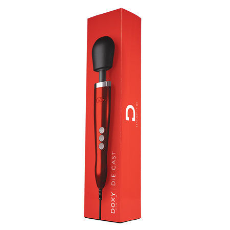 Doxy Die Cast Wand Vibrator - Red - Brushed Metal