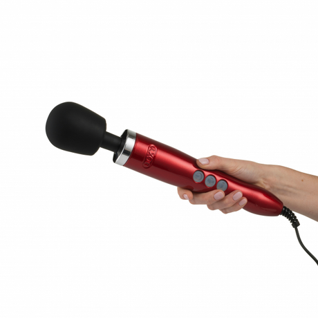 Doxy Die Cast Wand Vibrator - Red - Brushed Metal