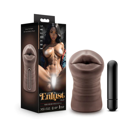 EnLust Krystal Vibrating Mouth Stroker - Brown