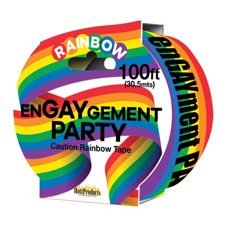 Engaygement Rainbow Style Caution Party Tape - 100'