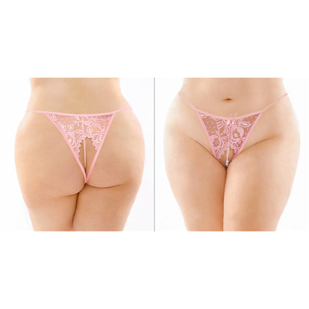 Calla Crotchless Lace Pearl Panty - Queen Size