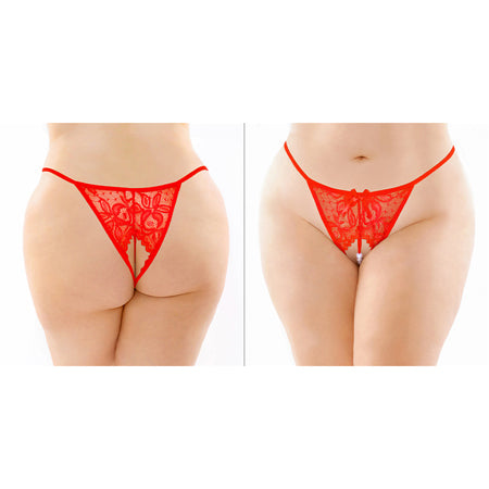 Calla Crotchless Lace Pearl Panty - Queen Size