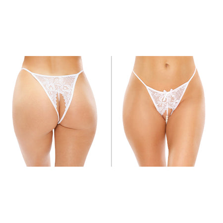 Calla Crotchless Lace Pearl Panty - Small Sizes