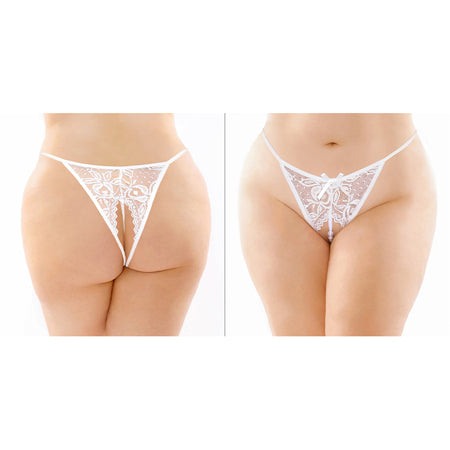 Calla Crotchless Lace Pearl Panty - Queen Size
