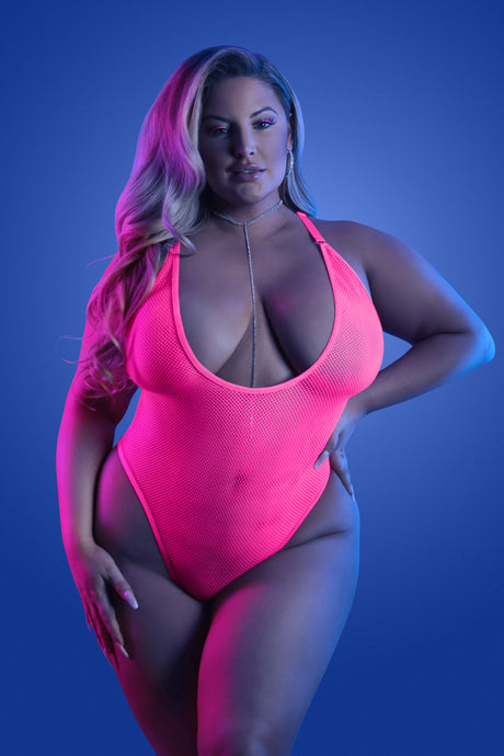 Glow Electric Haze Criss Cross Back Teddy Lingerie  - Queen Size