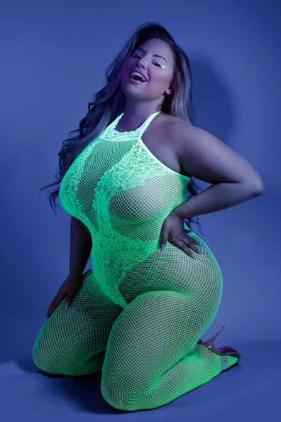 Glow Moonbeam Crotchless Bodystocking - Queen Size