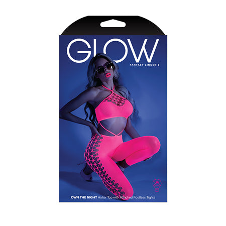 Glow Own The Night Cropped Halter Bodystocking - O/S