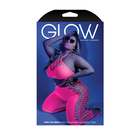 Glow Own The Night Cropped Halter Bodystocking - Queen Size