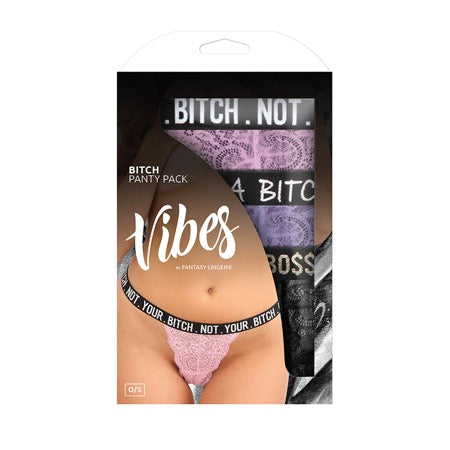 Vibes Bitch Lace Thong Panty 3 Pack - O/S