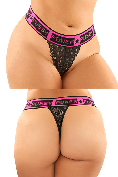 Vibes Pussy Power Buddy 2 Pack Micro Brief & Lace Thong - Queen Size