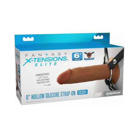 Hollow Silicone Strap-On 6 in. Light/Brown
