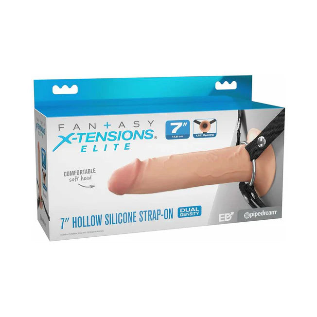 Hollow Silicone Strap-On 7 in. Light/Tan 