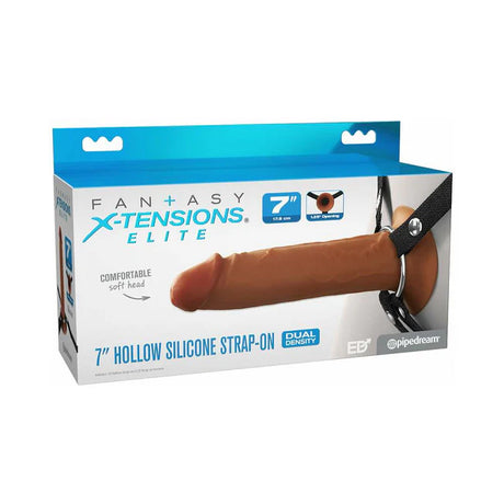 Hollow Silicone Strap-On 7 in. Light/Tan 