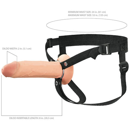Hollow Silicone Strap-On 8 in. Light/Tan