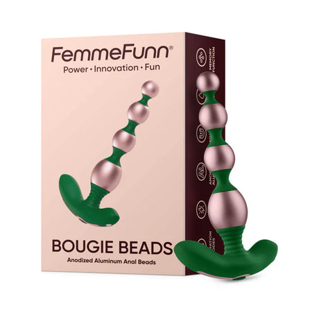 Bougie Beads Vibrating Anal Beads Rose Gold and Green