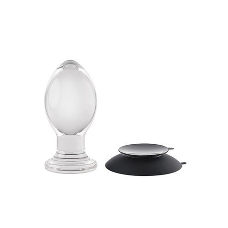 clear class bulbous anal plug with silicone suction pad