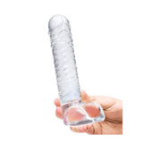 Realistic Ribbed Glass G-Spot Dildo with Balls 8 inch