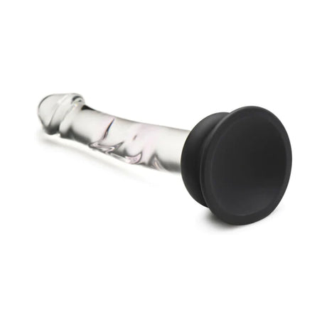 Pleasure Crystals Glass Dildo With Silicone Base 7in