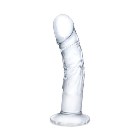 Curved Realistic Glass Dildo with Veins 7 inch