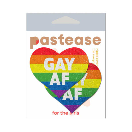 Glitter 'Gay AF' Rainbow Heart Pasties