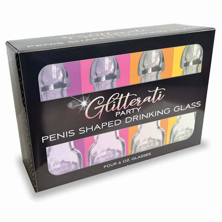 Glitterati Party Penis Shaped Drinking Glass 4-Pack