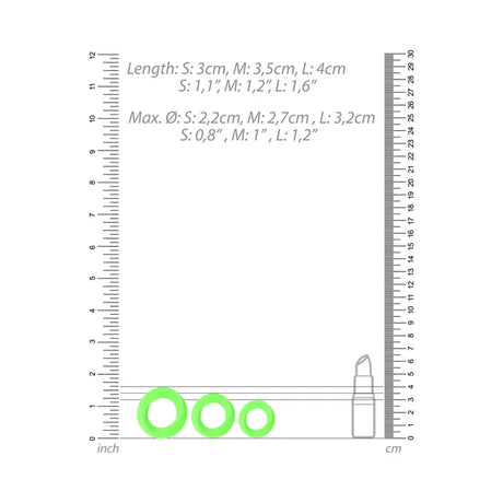 Ouch! Glow in the Dark 3 Piece Cockring Set