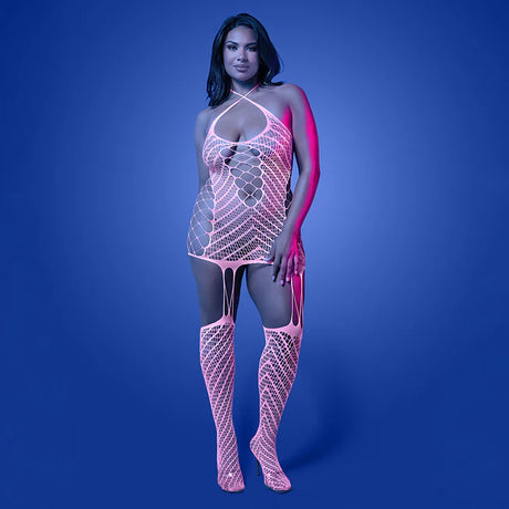 Glow Metamorphic Pink Bodystocking  - Queen Size