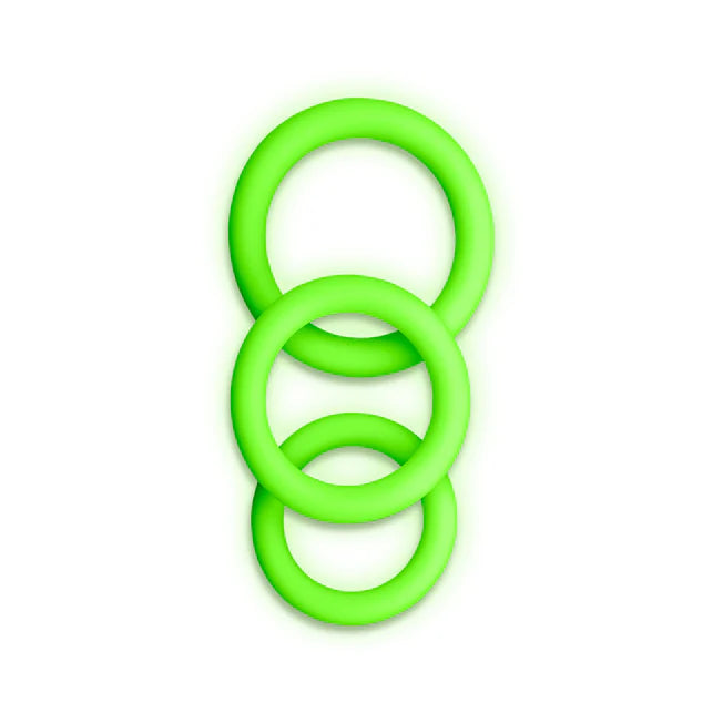 Ouch! Glow in the Dark 3 Piece Cockring Set