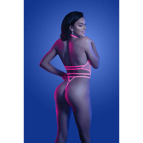 Glow Knockout UV Reactive Halter G-String Teddy 