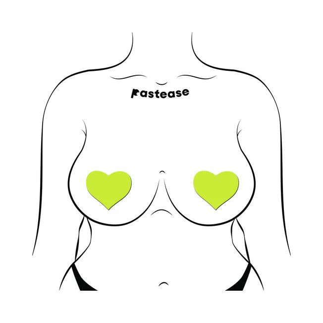 Neon Yellow Glow In The Dark Heart Pasties