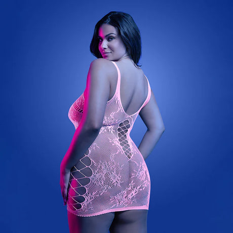 Glow Magnetism Pink Lace Knit Dress  - Queen Size