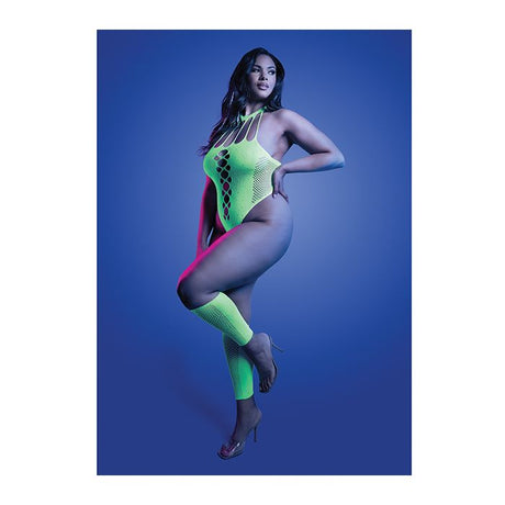 neon green uv reactive glow lingerie in queen size