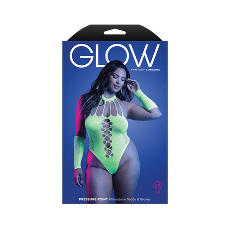 glow from fantasy lingerie pressure point neon green teddy and gloves