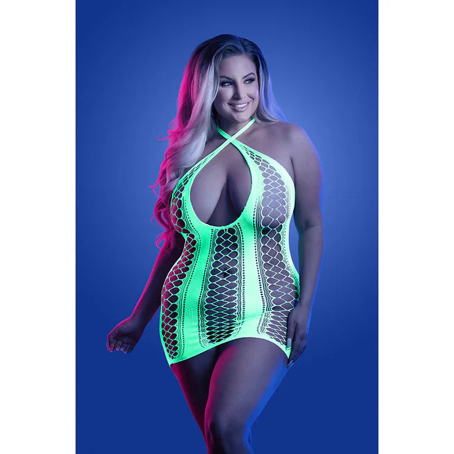 Glow Synthesize UV Reactive Seamless Keyhole Dress - Queen Size