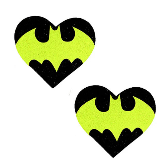 Heart Neon Batman Signal Glitter Pasties