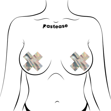 Silver Holographic Crosses Pasties