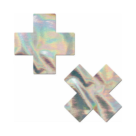 Silver Holographic Crosses Pasties