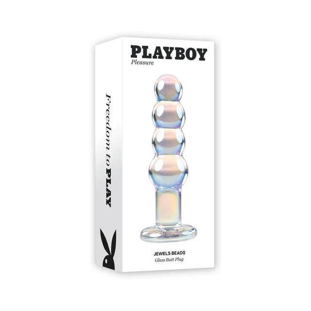 Playboy Jewels Glass Beads Butt Plug - Iridescent