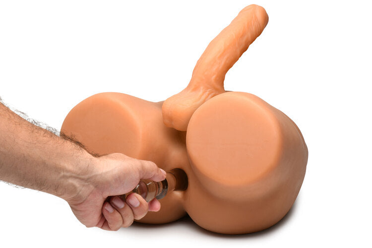 Jock Male Masturbator with Thrusting Posable 7 in. Silicone Dildo