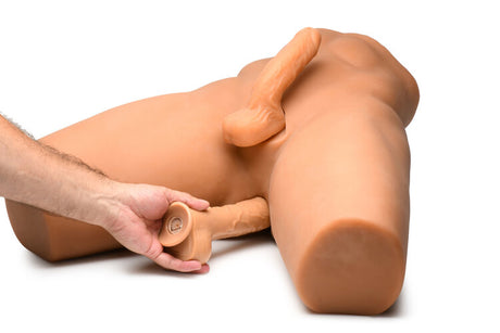 Jock Poseable Torso with Thrusting Posable 7 in. Silicone Dildo