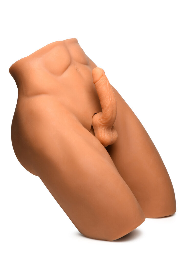 Jock Poseable Torso with Thrusting Posable 7 in. Silicone Dildo